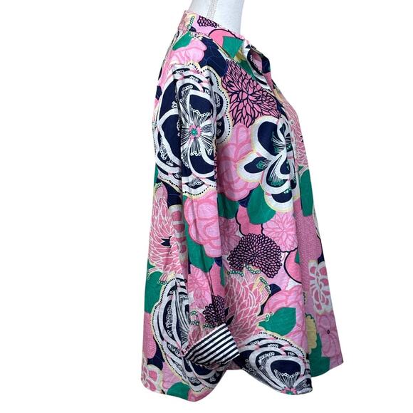 Talbots pink/green tunic, resort, vacation, travel, colorful, coastal, preppy - Picture 2 of 7